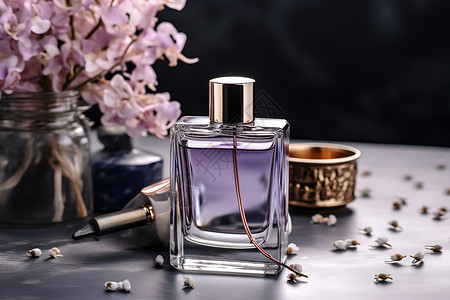 紫色瓶装的香水背景图片