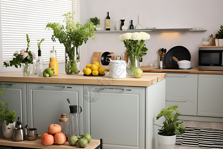 现代家庭厨房背景图片