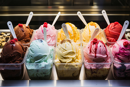 多种口味的冰淇淋球背景图片
