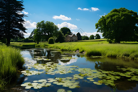 池塘美景背景图片