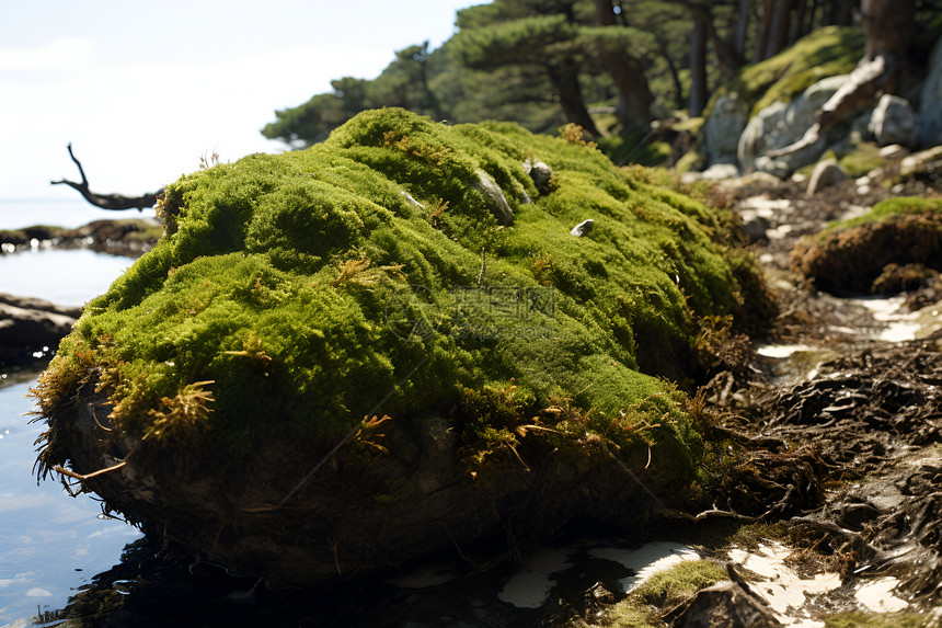 苔藓覆盖的岩石图片