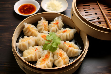 中式烧卖美味的中式蒸饺背景