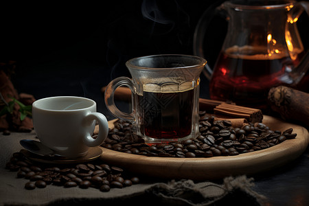 咖啡与茶的诱人搭配背景图片