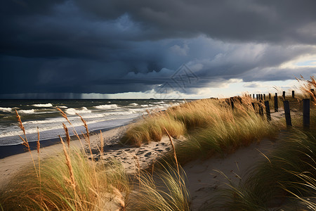 暴风雨中的海滩背景图片