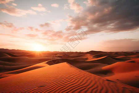 沙漠中落日余晖背景图片