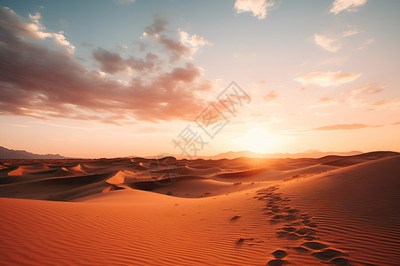 黄昏沙漠日出时刻下的沙漠背景