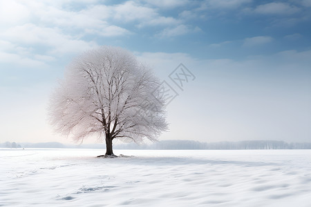 白雪覆盖的乡野景观背景图片