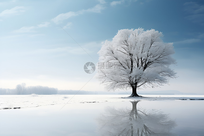 白雪皑皑乡野景观图片