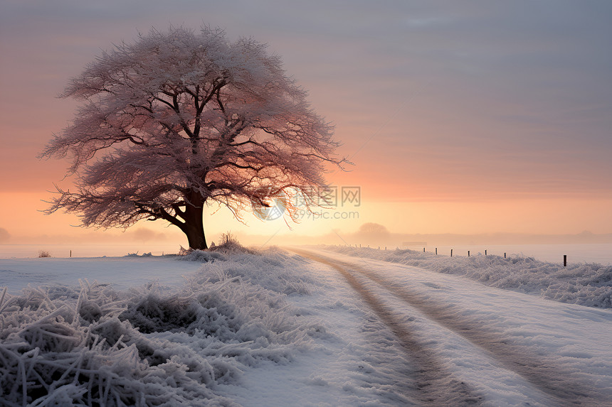 冬日霜降的美景图片