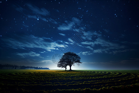 夜晚孤独夜幕下孤独的星云设计图片