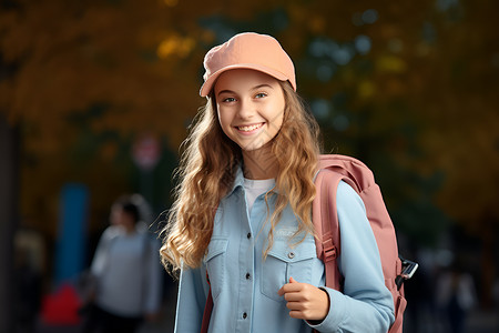 背包少女青春行囊阳光少女背景