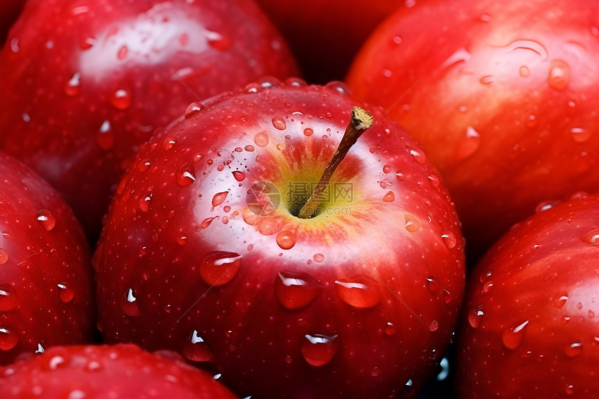 新鲜采摘的苹果水果图片