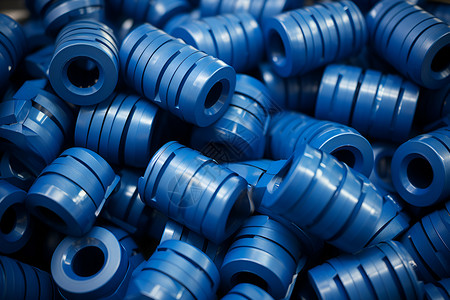 蓝色塑料软管堆叠背景