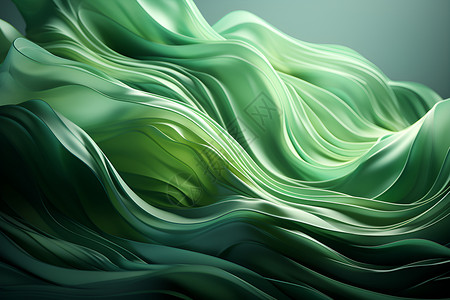 绿色丝绸波浪丝带高清图片