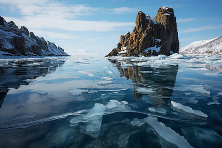 贝加尔湖冰雪背景图片