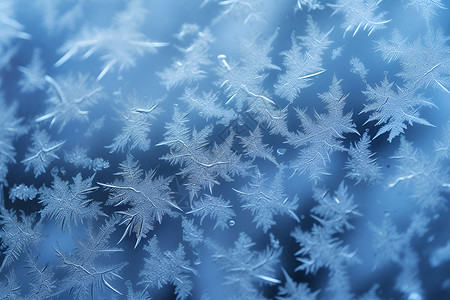 玻璃雪花冬日窗户上的雪花背景