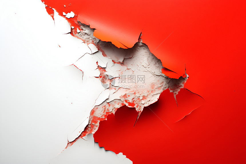 破裂的红白墙壁图片