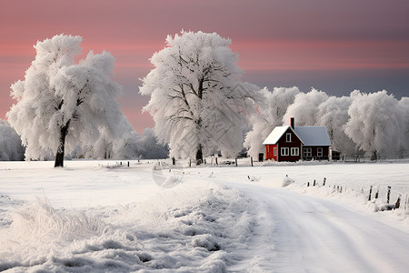 冬日雪中的宁景高清图片
