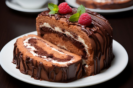 撕开美味的巧克力蛋糕背景