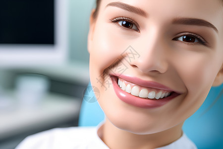 微笑的牙医诊所病人背景图片