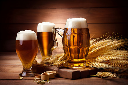 啤酒与五谷杂粮背景图片