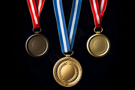 金牌银牌铜牌黑色背景下的奖牌背景