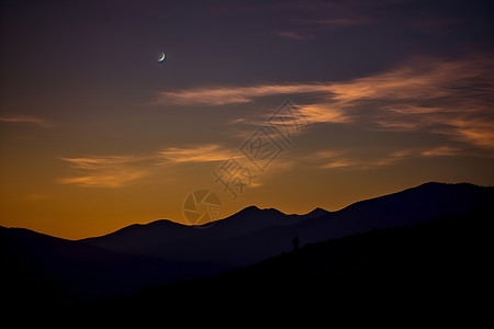 夜空与狼夜幕下的山脉与月亮背景