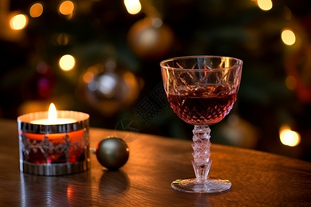 桌面上的蜡烛和红酒背景图片