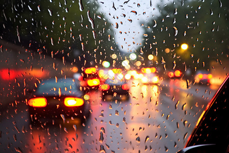 夜晚下的雨中车辆背景图片