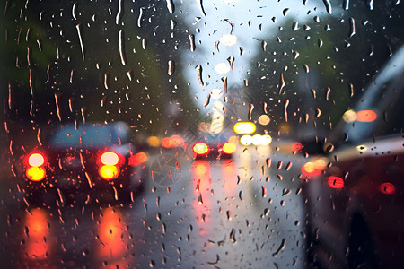 细雨纷飞车流如织背景图片