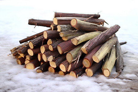 冬季木材堆背景图片