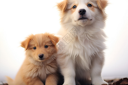两只可爱的小狗背景图片