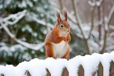 白雪中的小松鼠背景图片