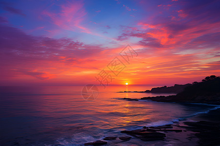 夕阳海岸背景图片