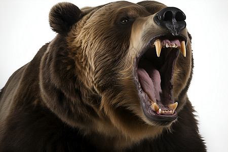 威猛的棕熊张开嘴巴灰熊看高清图片