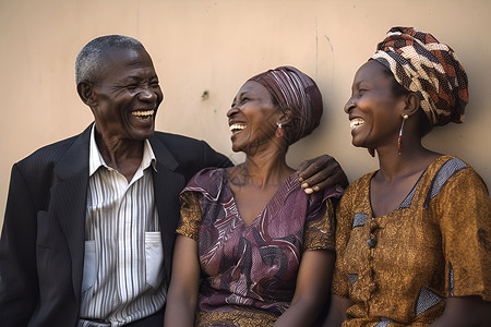 非洲家庭笑容满面的亲人背景
