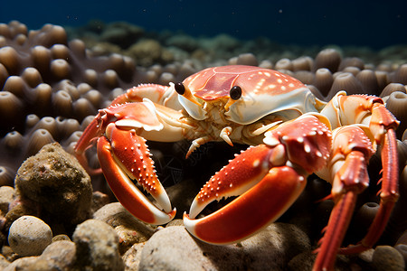 岩石动物海底世界中的一只螃蟹背景