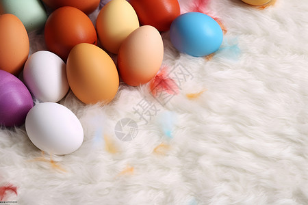 毛绒地毯上的彩蛋背景图片