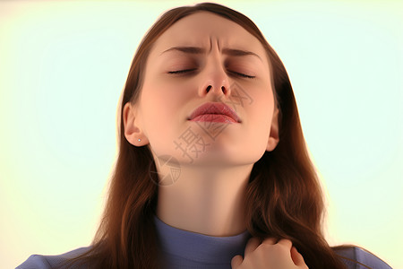 女人喉咙痛背景图片