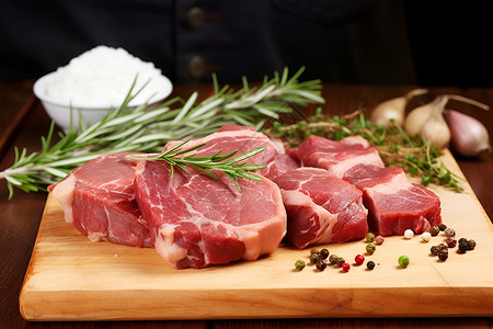 切菜板健康新鲜的猪肉背景