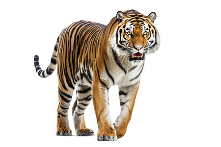白色背景中的老虎背景图片
