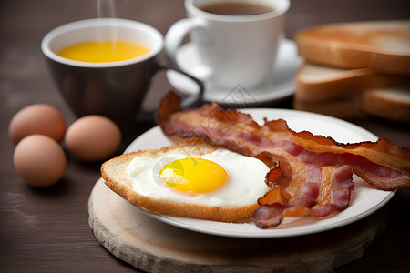 桌面上健康美味的煎蛋背景图片