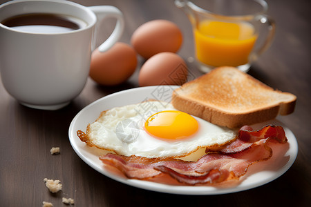 桌面上健康的煎蛋背景图片