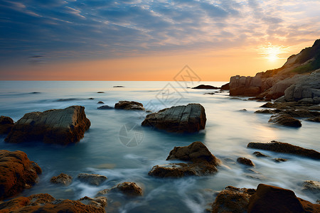 海边的岩石背景图片