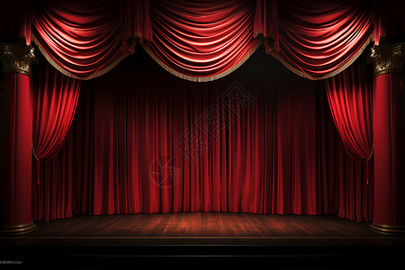 歌剧舞台上的窗帘装饰背景图片