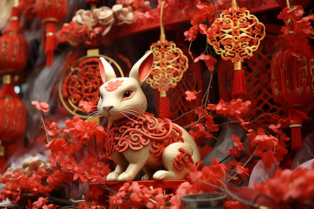节庆装饰去红色兔年春节装饰背景