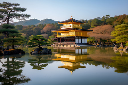 水面上的塔建筑背景图片