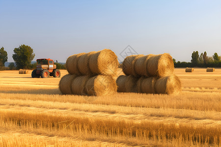 农田中的麦秸秆高清图片