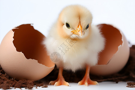 养殖动物鸡蛋壳间的小鸡背景