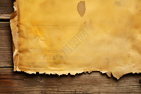 木桌上古旧的纸张背景图片